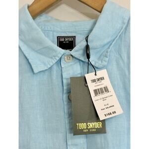 NEW Todd Snyder 100% Linen Long Sleeve Spread Collar Shirt Blue Mens Size XXL 2X